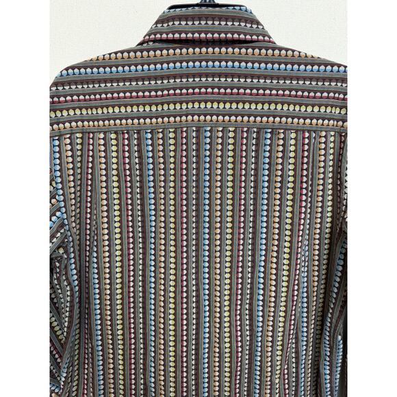 Visconti Men’s Casual Button Up Shirt Sz M Long Sleeve Black Multicolor - Picture 6 of 12